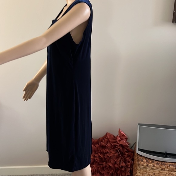 𝅺VINTAGE Kathie Lee New Dark Blue Velvet Dress NWT - Picture 3 of 11